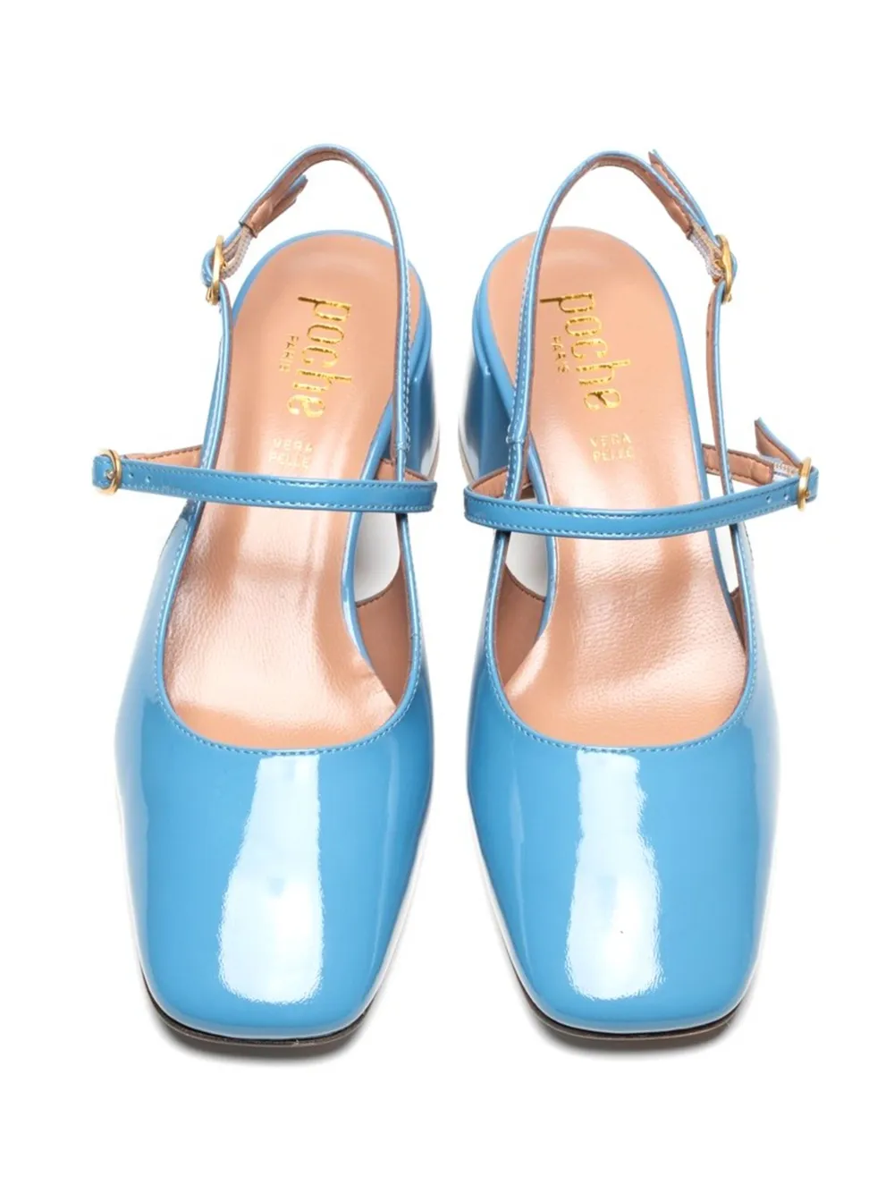 Poche Paris patent-leather buckle pumps Blue