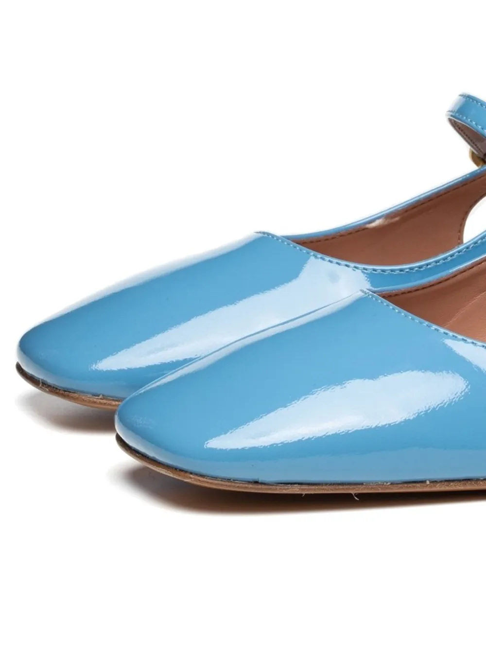Poche Paris patent-leather buckle pumps Blue