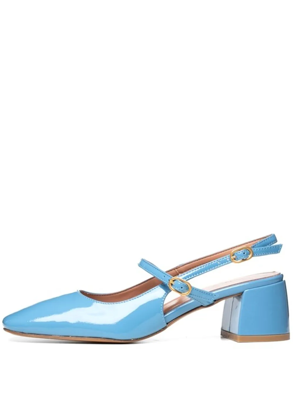 Poche Paris Patent-leather Buckle Pumps In Blue