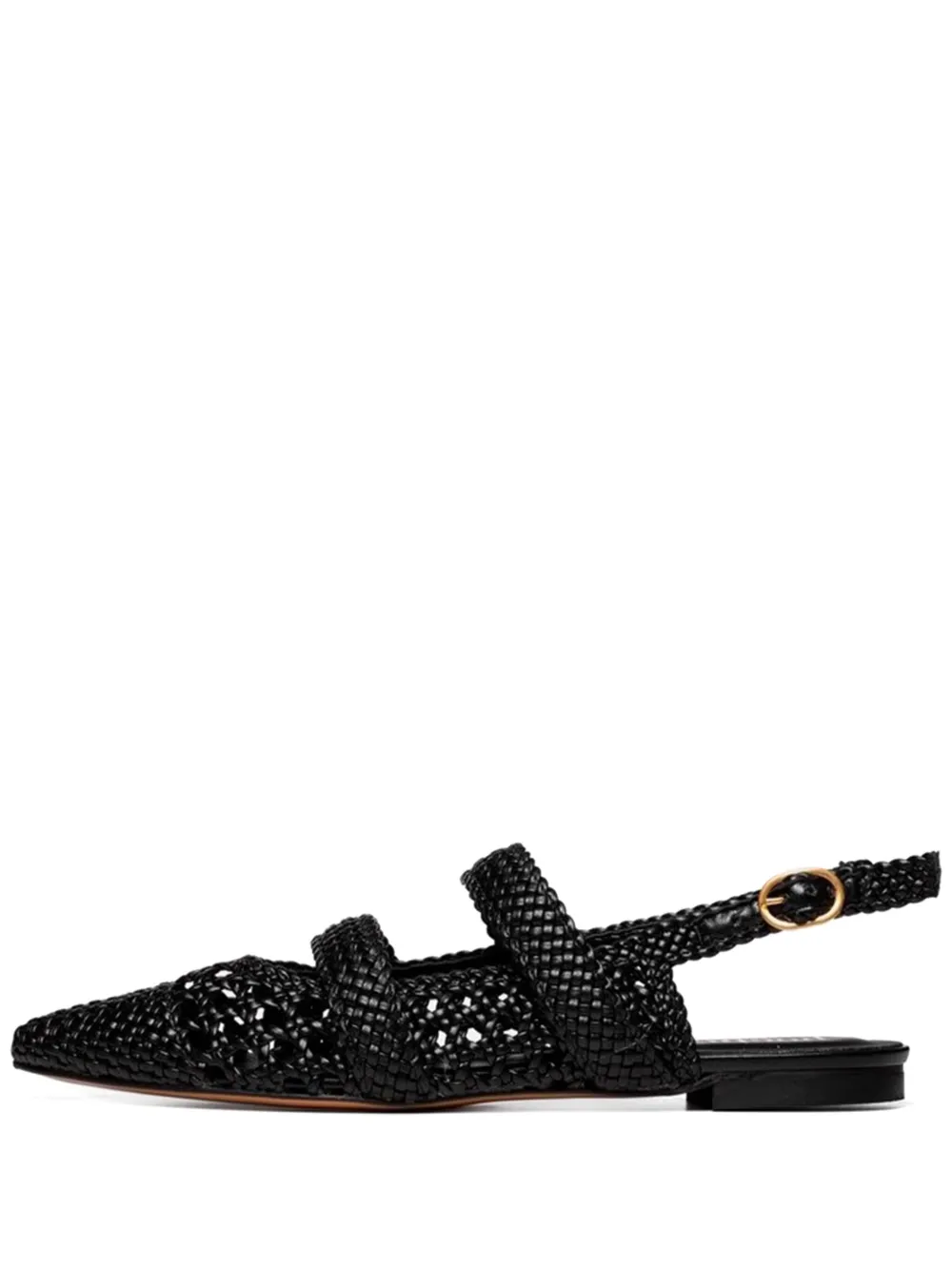 Poche Paris Woven Slingback Ballet Flats In Black