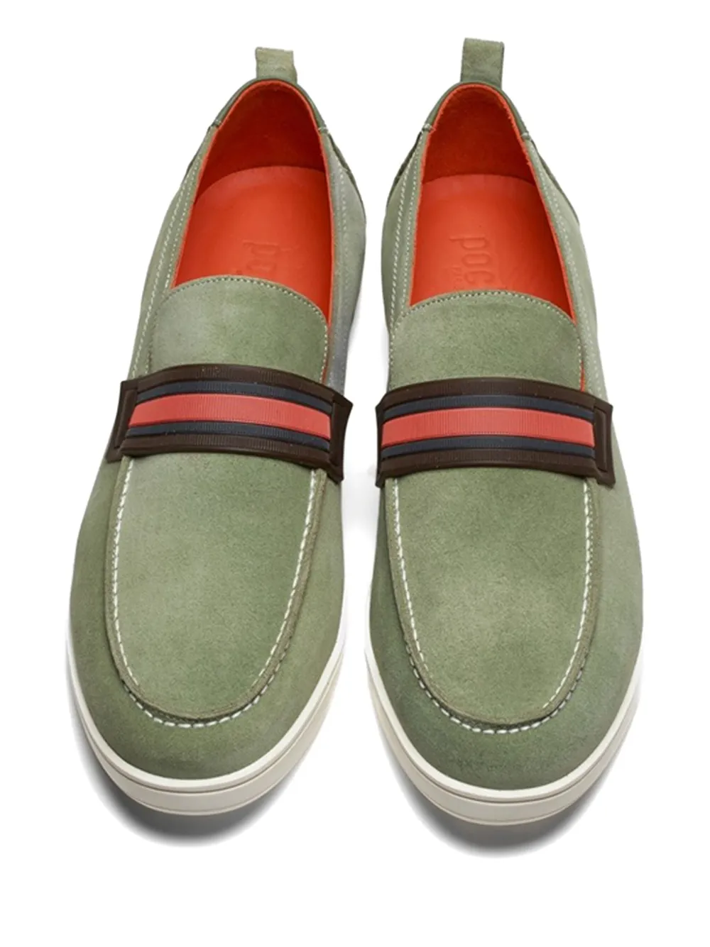 Poche Paris suede striped loafers Green