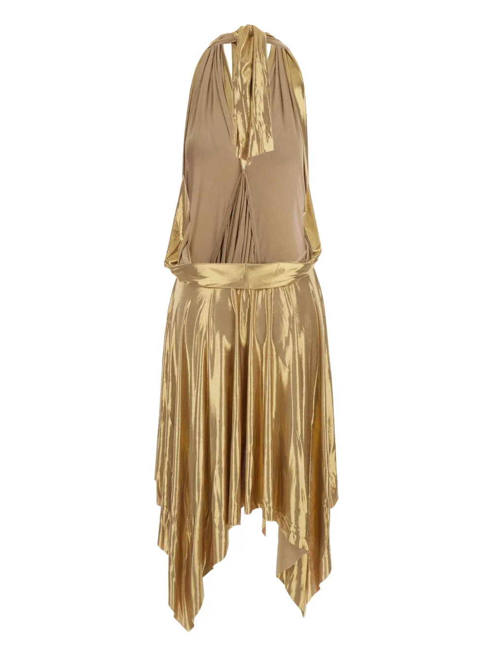 Norma Kamali halterneck asymmetric dress Goud