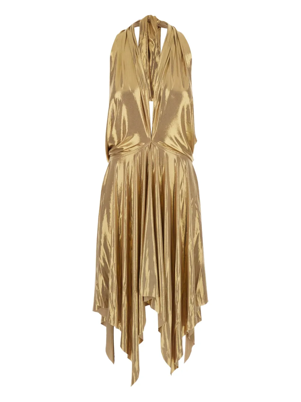Norma Kamali halterneck asymmetric dress Goud