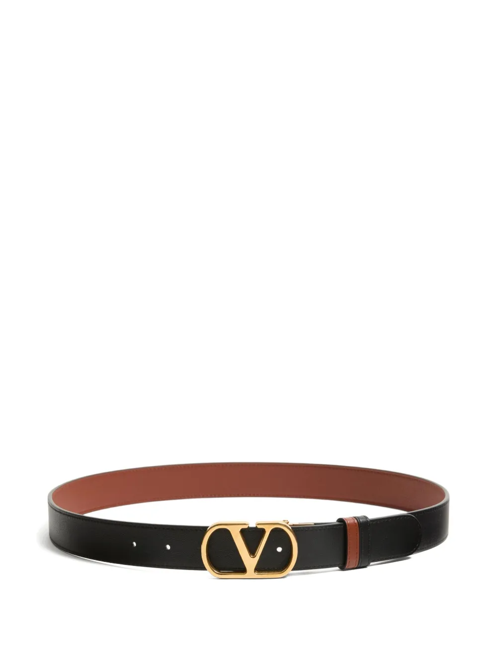 Valentino Garavani Vロゴ レザーベルト - ブラウン Valentino Garavani Vロゴ レザーベルト - ブラウン