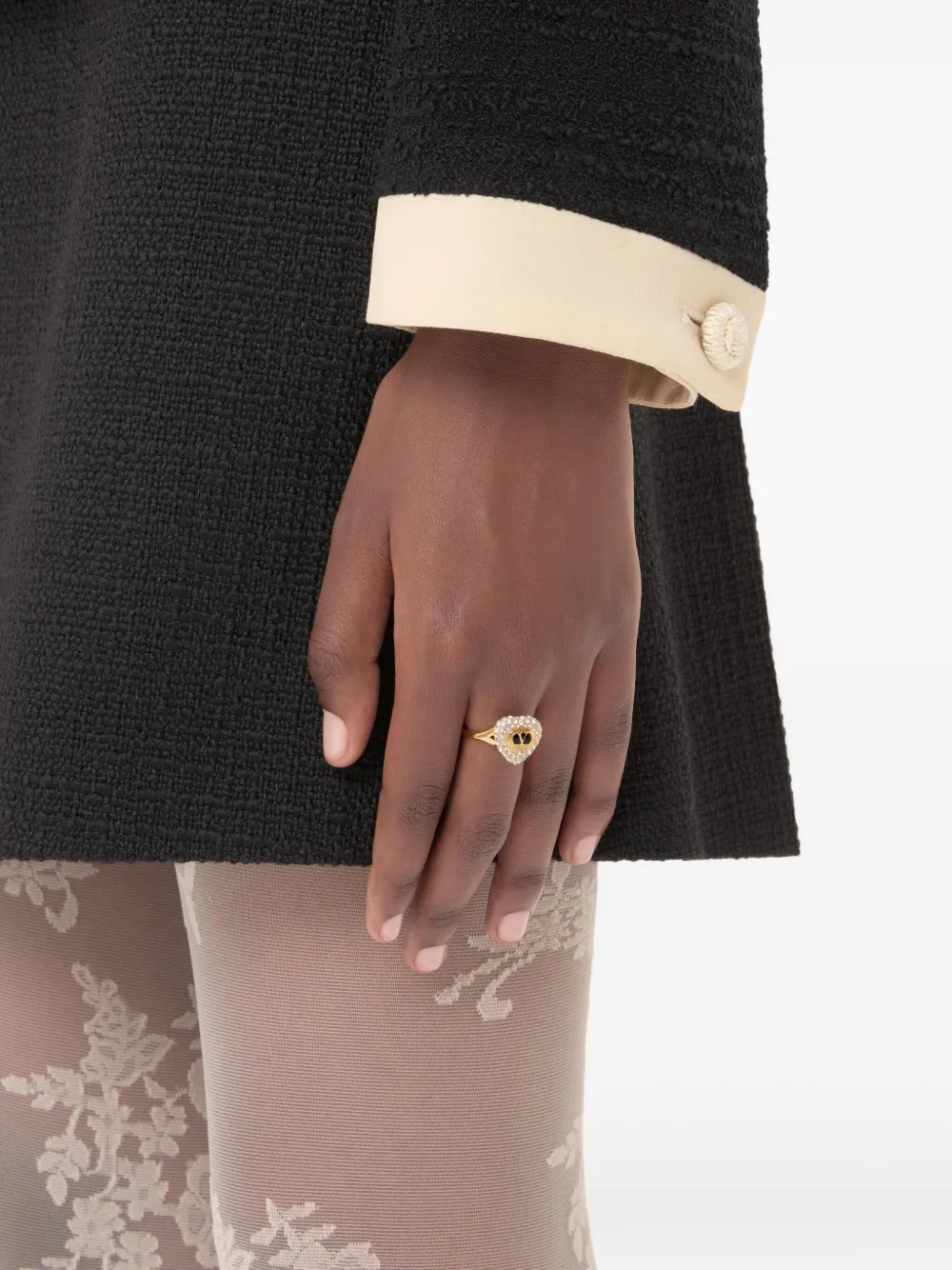 Valentino Garavani Coeur Royal ring verfraaid met kristallen - Goud