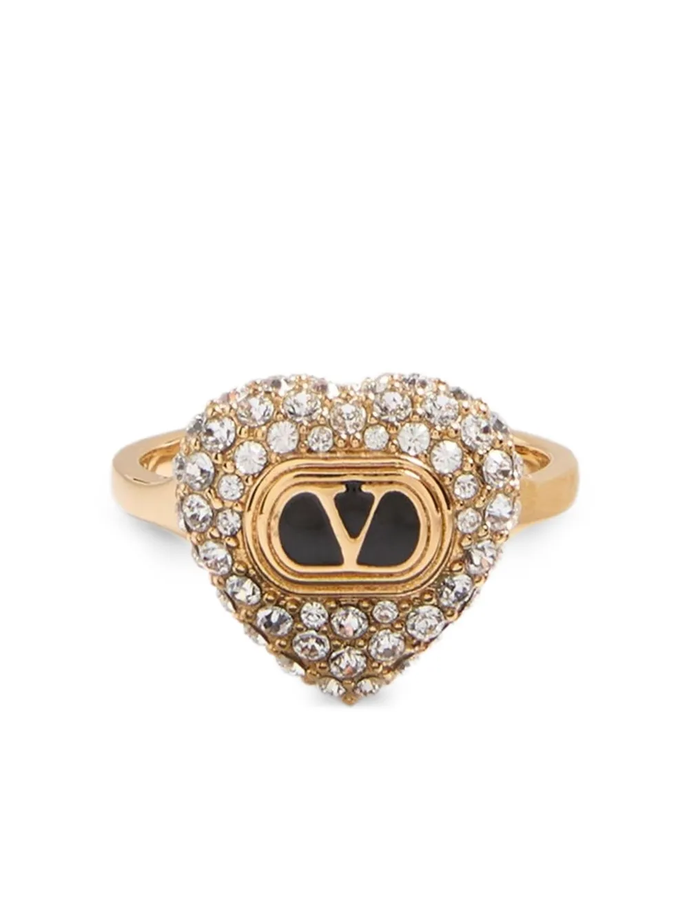 Valentino Garavani Coeur Royal クリスタル ハート リング - ゴールドトーン Valentino Garavani Coeur Royal クリスタル ハート リング - ゴールドトーン
