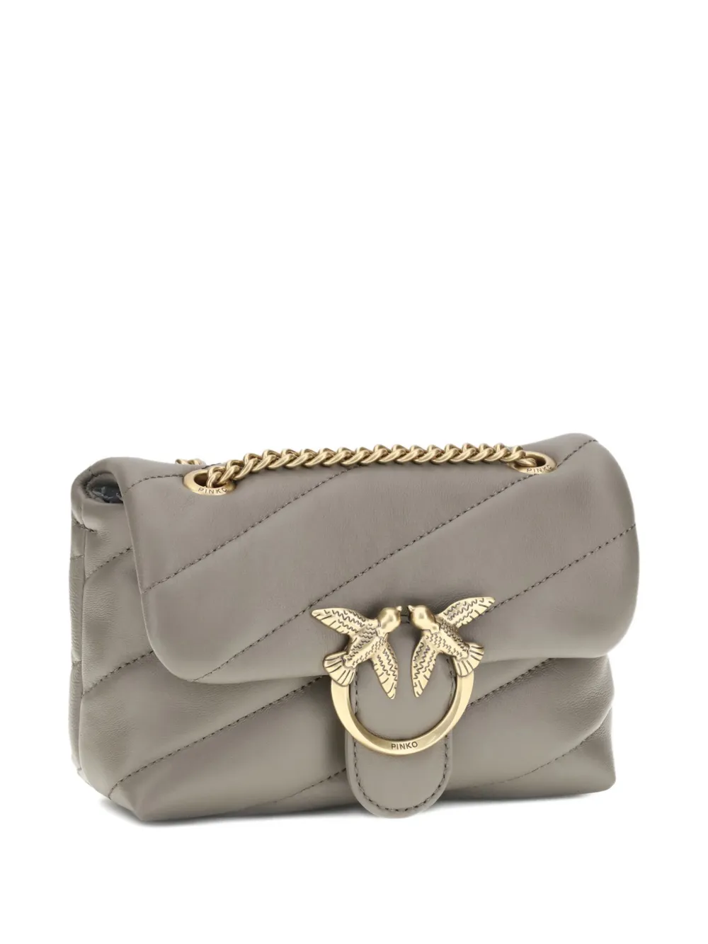 Pinko Love Quilted Logo-embellished Shoulder Bag In Gray
