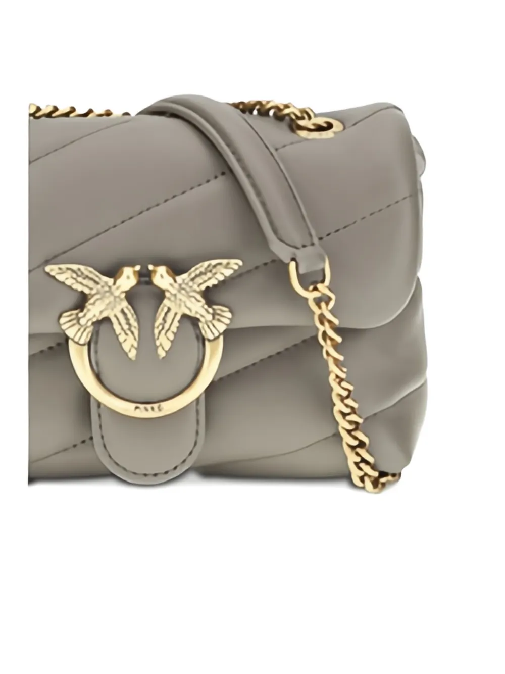 Pinko Love Quilted Logo-embellished Shoulder Bag In Gray