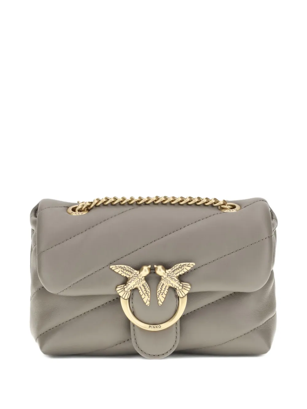 Pinko Love Quilted Logo-embellished Shoulder Bag In Gray