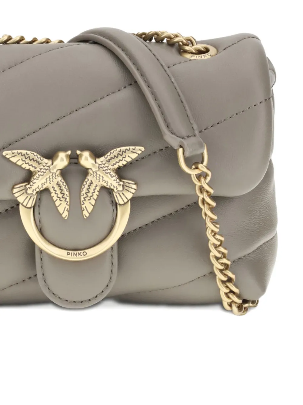 Pinko Love Quilted Logo-embellished Shoulder Bag In Gray