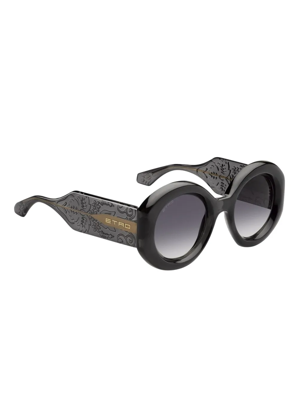 ETRO paisley-embellished round sunglasses - Zwart