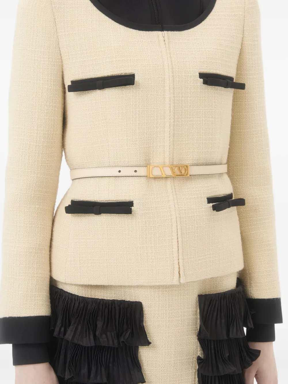 Valentino Garavani Vlogo Signature Belt In Shiny Calfskin 15 Mm Woman Butter 095 In Neutral