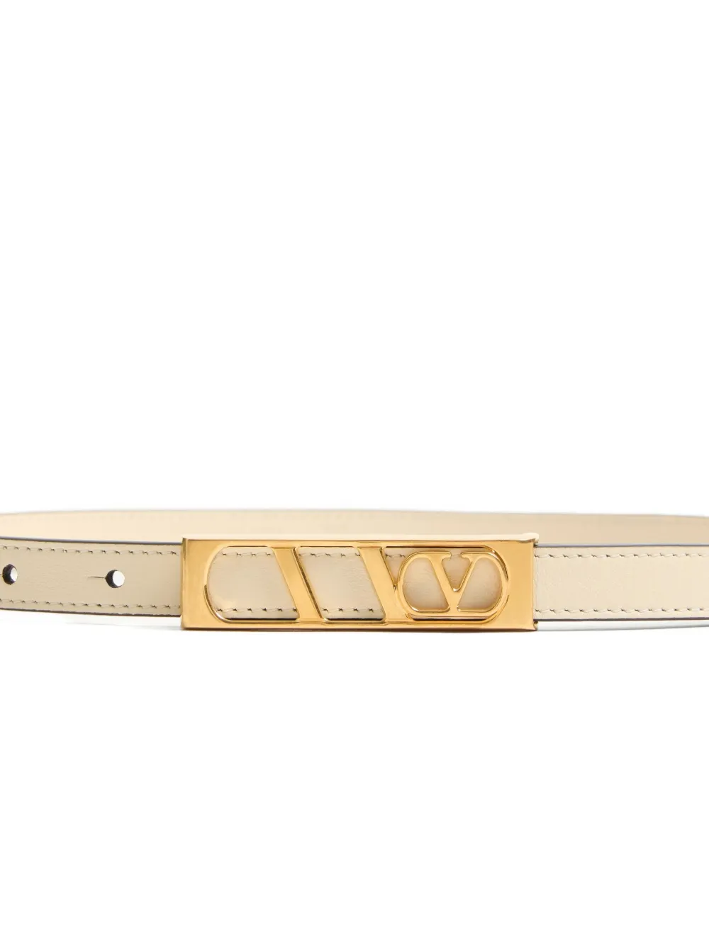 Valentino Garavani Vlogo Signature Belt In Shiny Calfskin 15 Mm Woman Butter 095 In Neutral