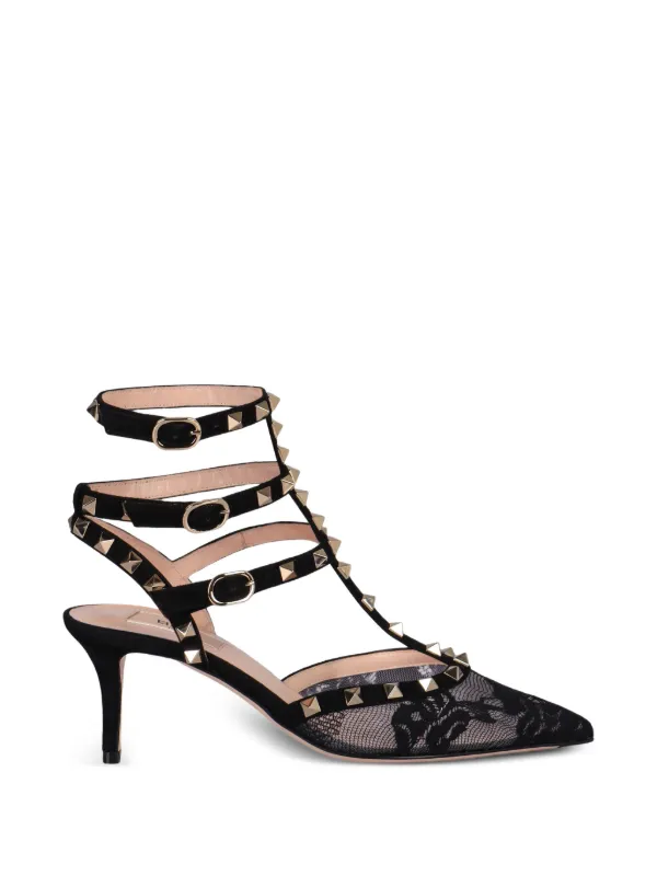 auuu 　『DANTON』　7111692D1 Valentino Garavani Rockstud Lace Stud Pumps | Black | FARFETCH RO