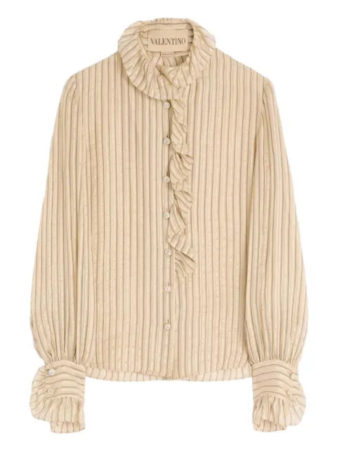 Valentino Garavani ruffle-detail striped shirt