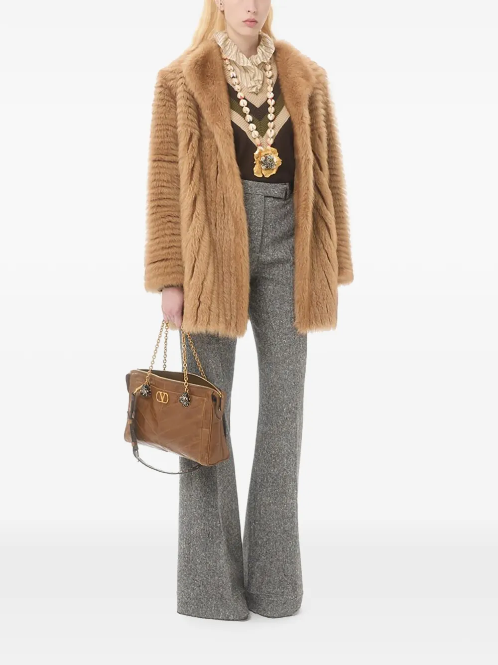 Valentino Garavani Seersucker lamé blouse Beige
