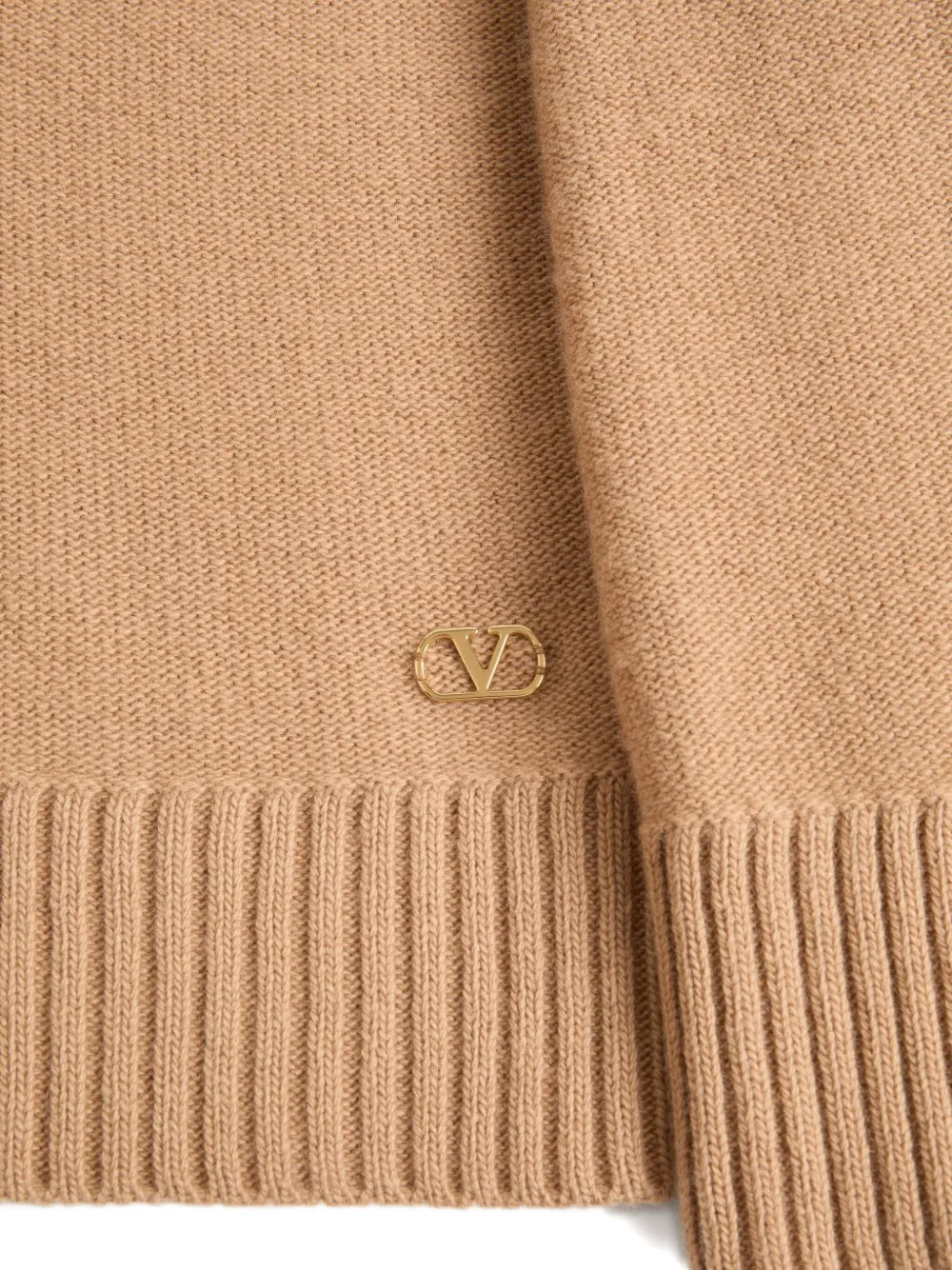 Valentino Chevron-detailed Virgin Wool Sweater In Brown