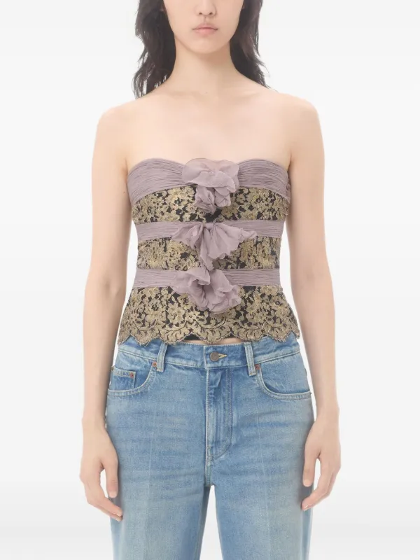 Valentino Garavani シフォン トップ | グレー | FARFETCH JP