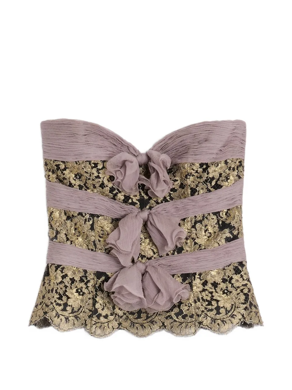 Valentino Garavani floral-lace strapless top - Grigio