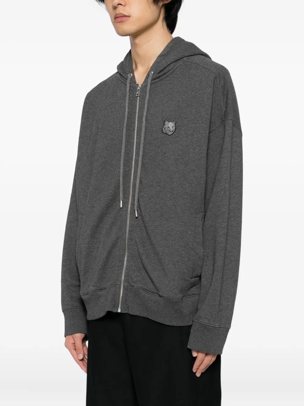Maison Kitsuné Hoodie met vossenkop-patch Grijs