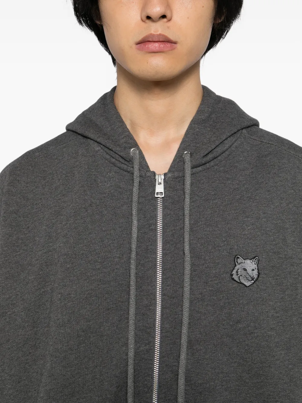 Maison Kitsuné Hoodie met vossenkop-patch Grijs