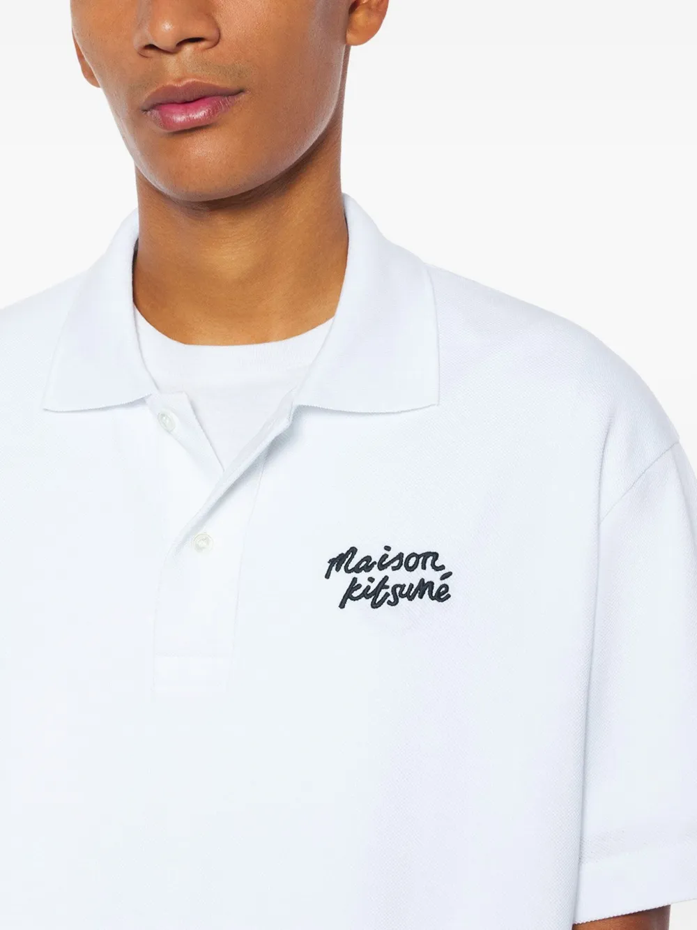 Maison Kitsuné Poloshirt met geborduurd logo Wit