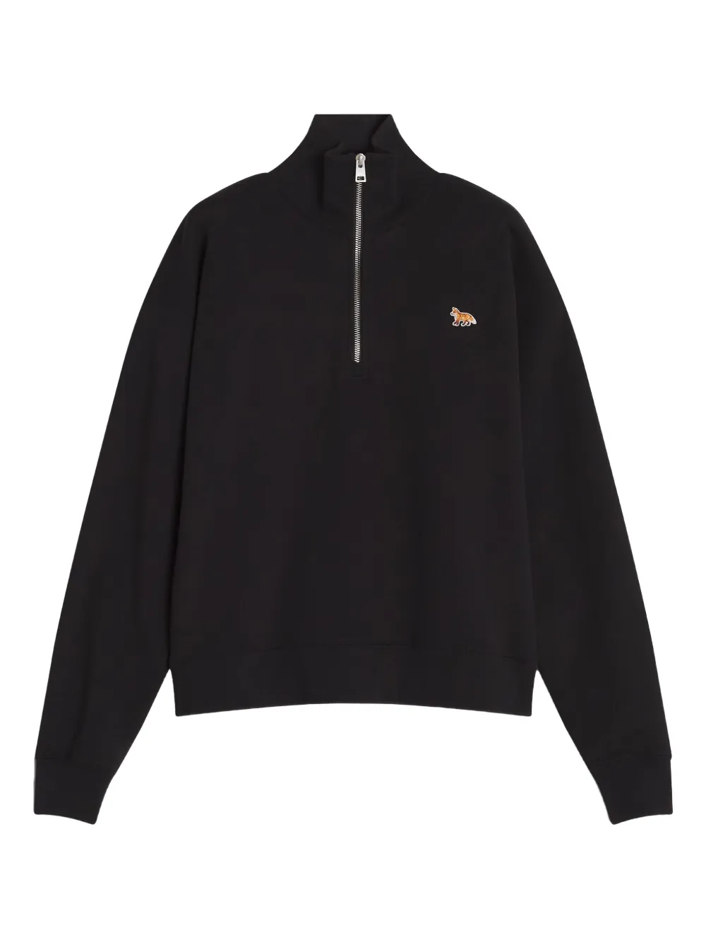 Maison Kitsuné Profile Fox-embroidered half-zip sweatshirt | Black | Image 1