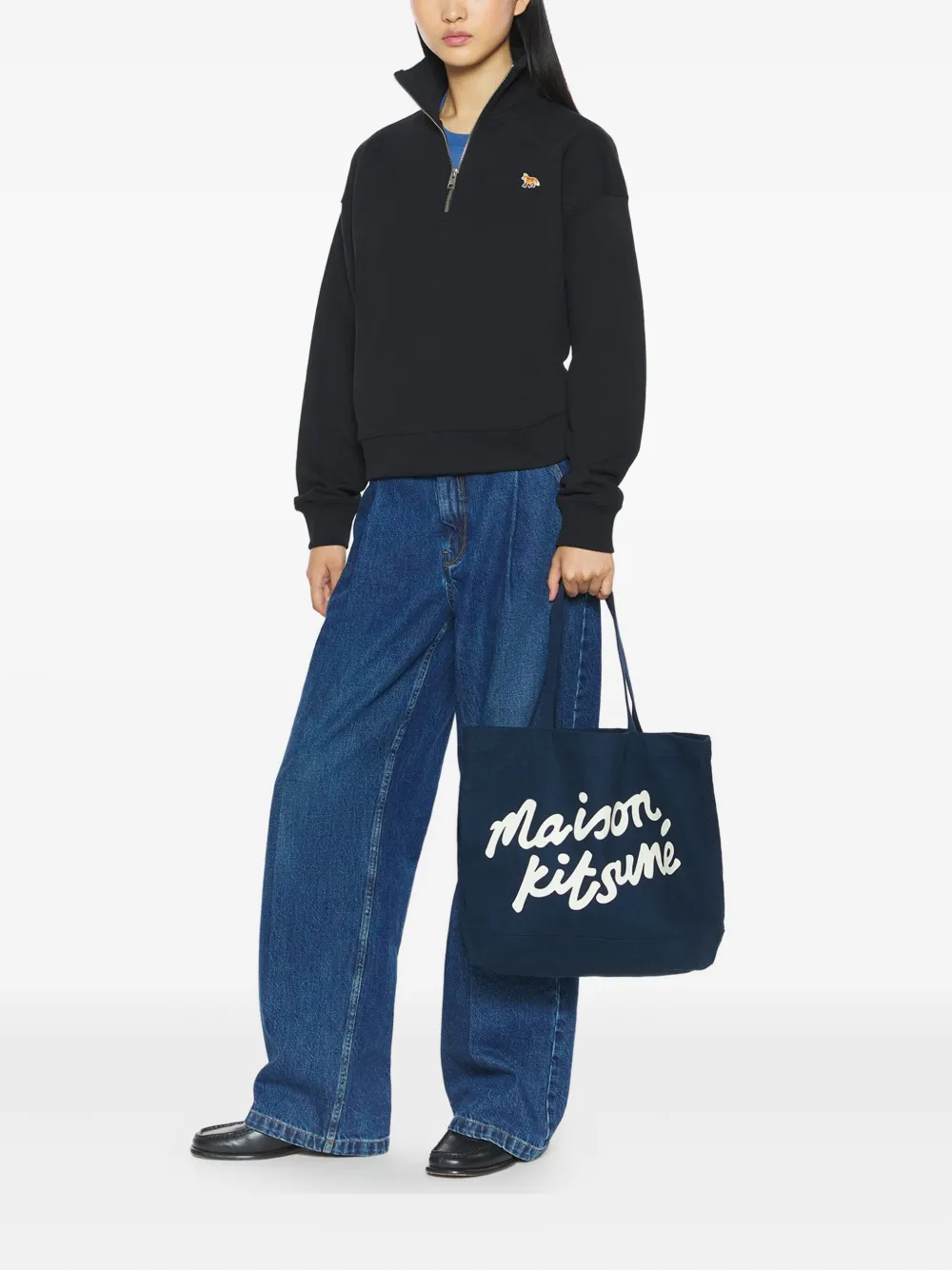 Maison Kitsuné Profile Fox-embroidered half-zip sweatshirt | Sweaters | Image 2