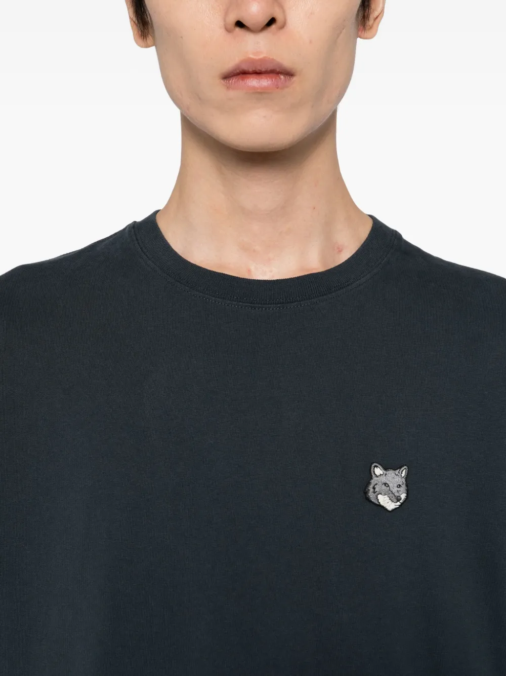 Maison Kitsuné T-shirt met geborduurde vossen Blauw