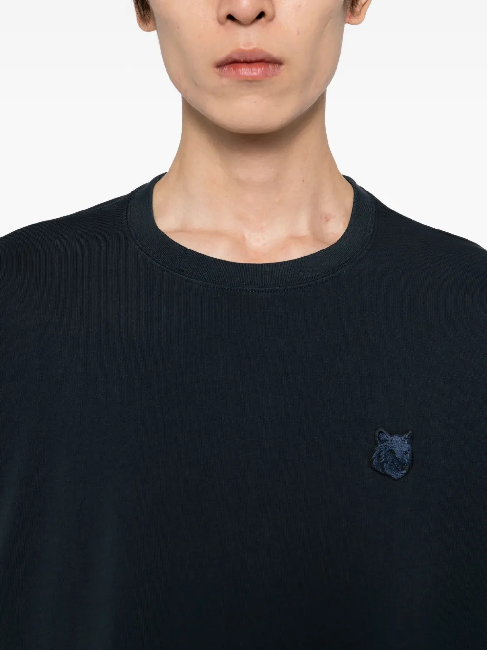 Maison Kitsuné T-shirt met vossenkop-patch Blauw