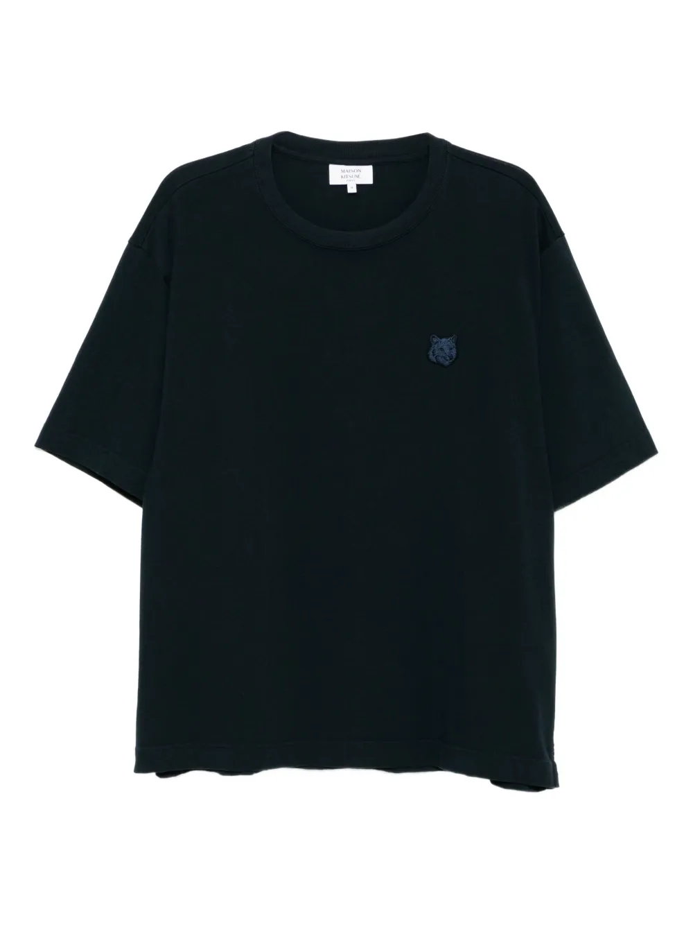 Maison Kitsuné T-shirt met vossenkop-patch Blauw