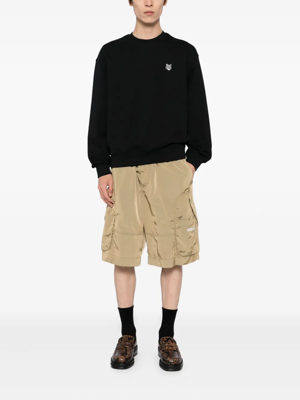 Maison Kitsuné Sweater met geborduurde vossenkop - Zwart