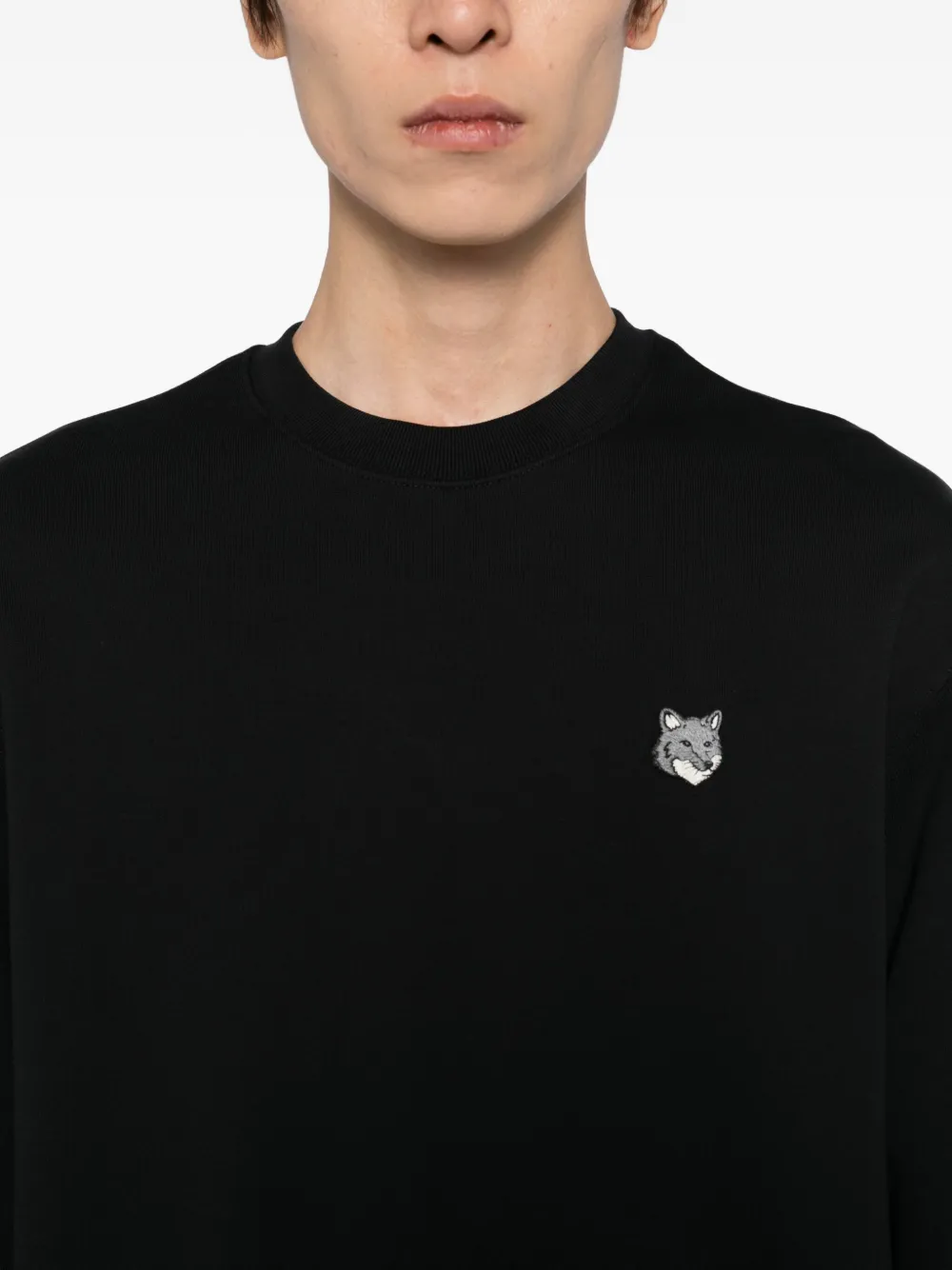 Maison Kitsuné Sweater met geborduurde vossenkop Zwart