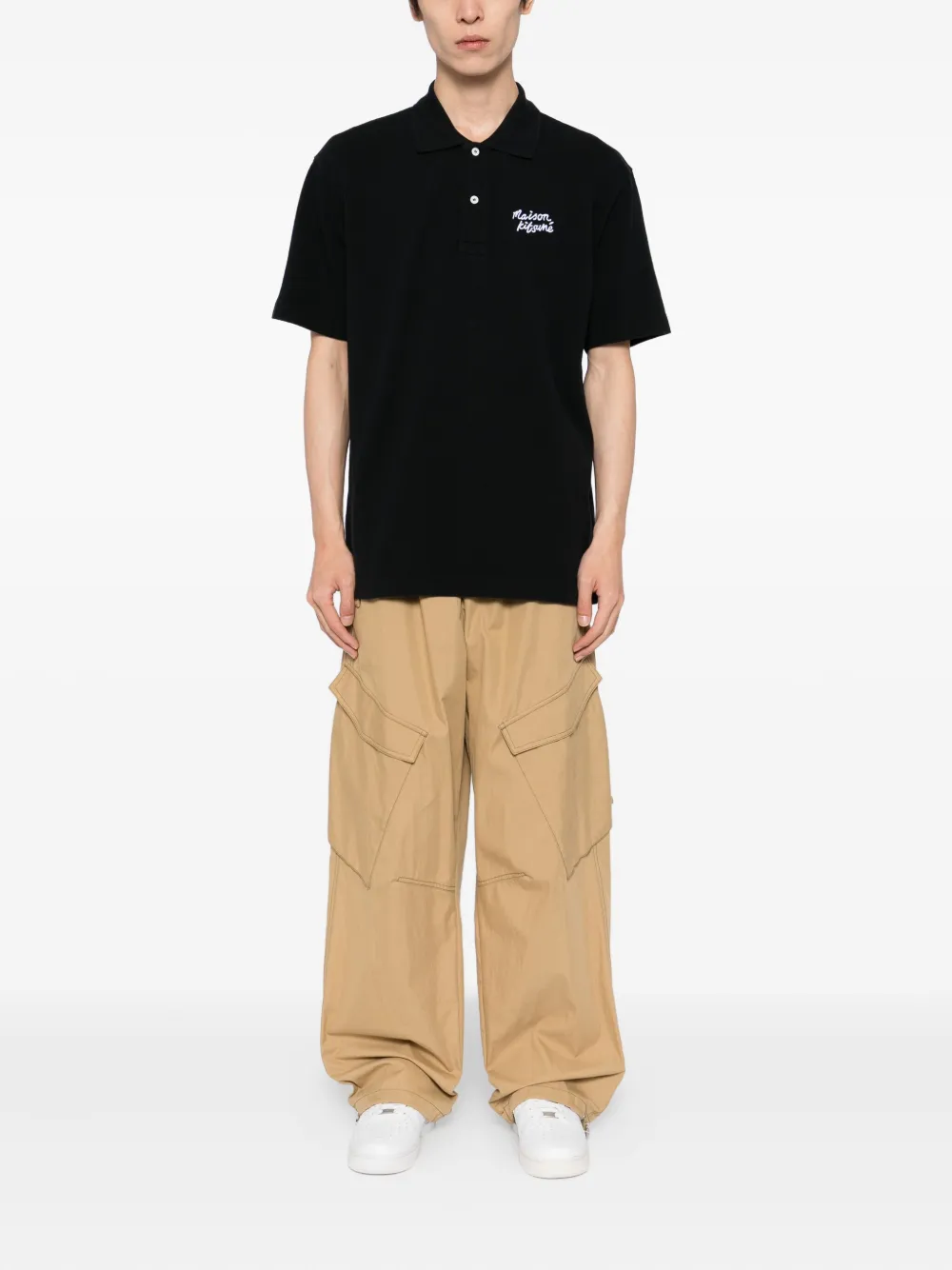Maison Kitsuné Poloshirt met handschrift - Zwart