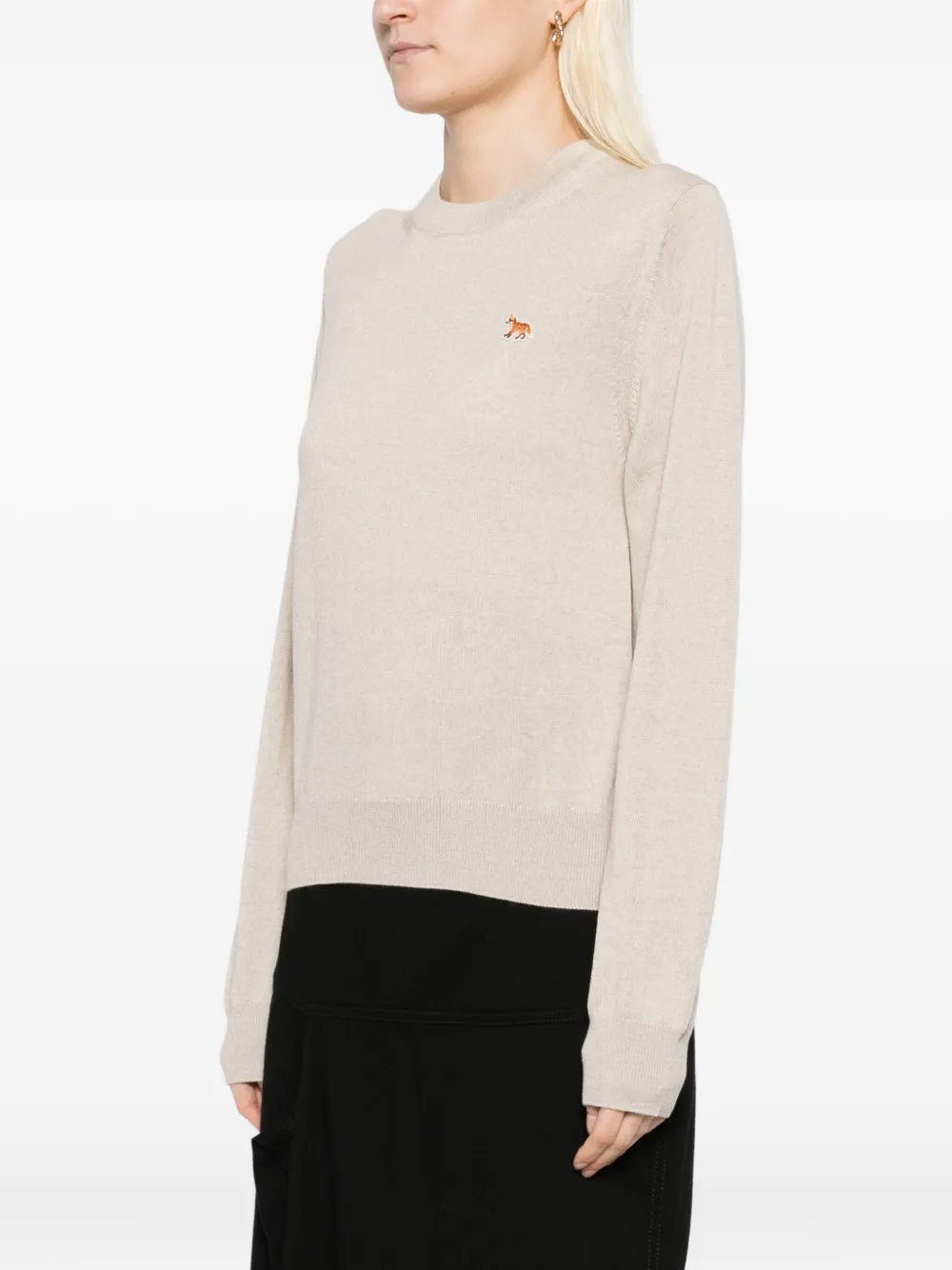 Maison Kitsuné Trui met geborduurd logo Beige