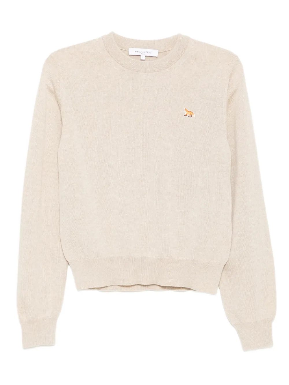 Maison Kitsuné Trui met geborduurd logo Beige