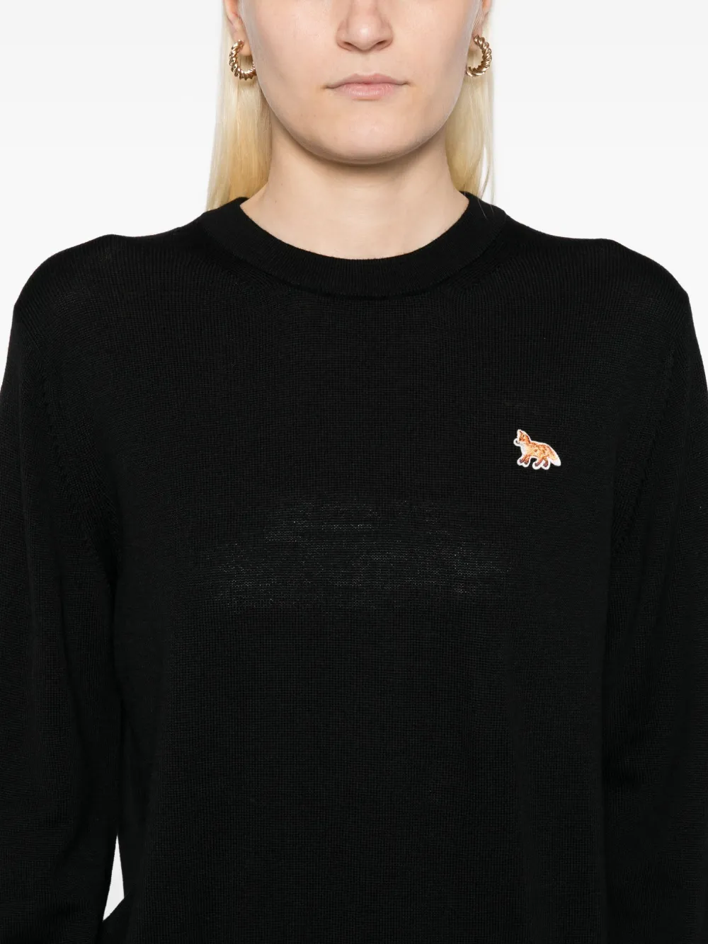 Maison Kitsuné Trui met geborduurd logo Zwart