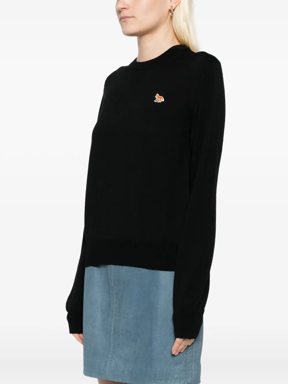 Maison Kitsuné Trui met geborduurd logo Zwart