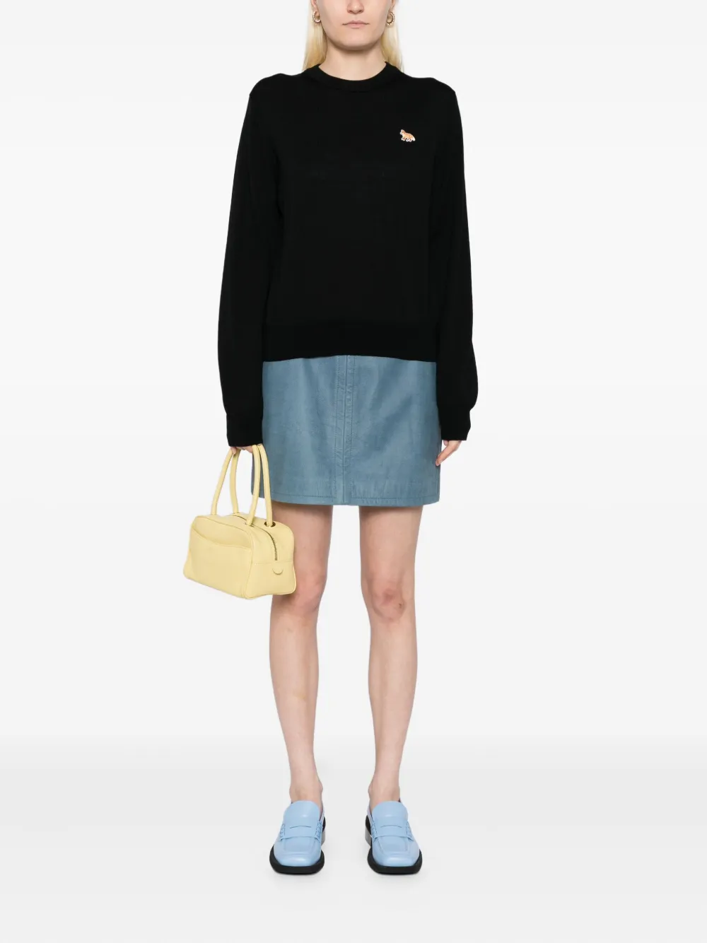 Maison Kitsuné Trui met geborduurd logo Zwart