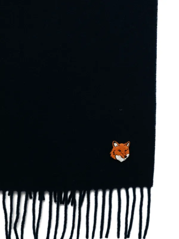 Maison Kitsuné logo-embroidered Wool Scarf | Blue | FARFETCH ZA