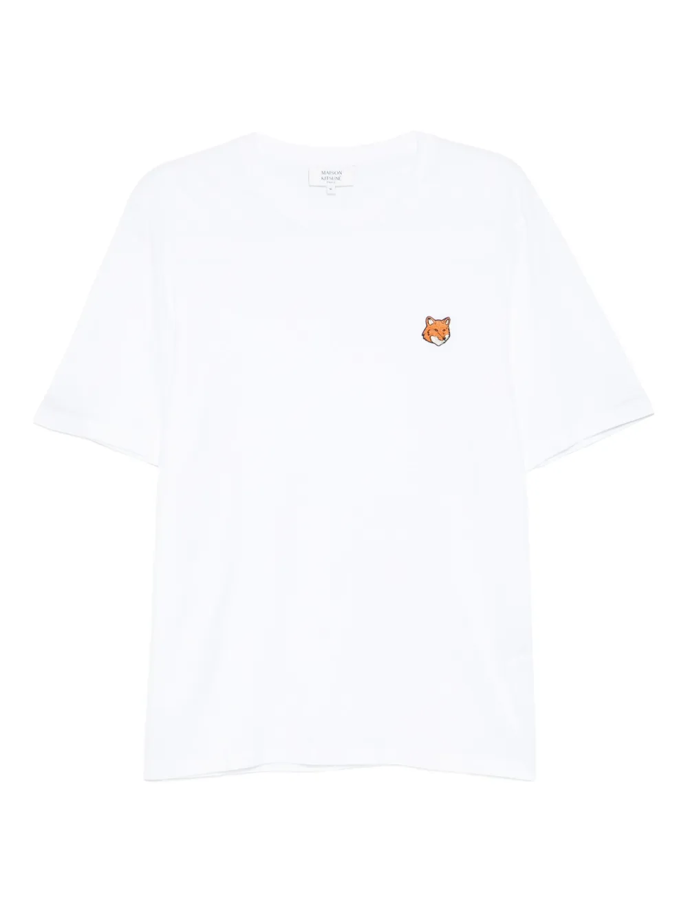 Maison Kitsuné T-shirt met vossenkoppatch Wit