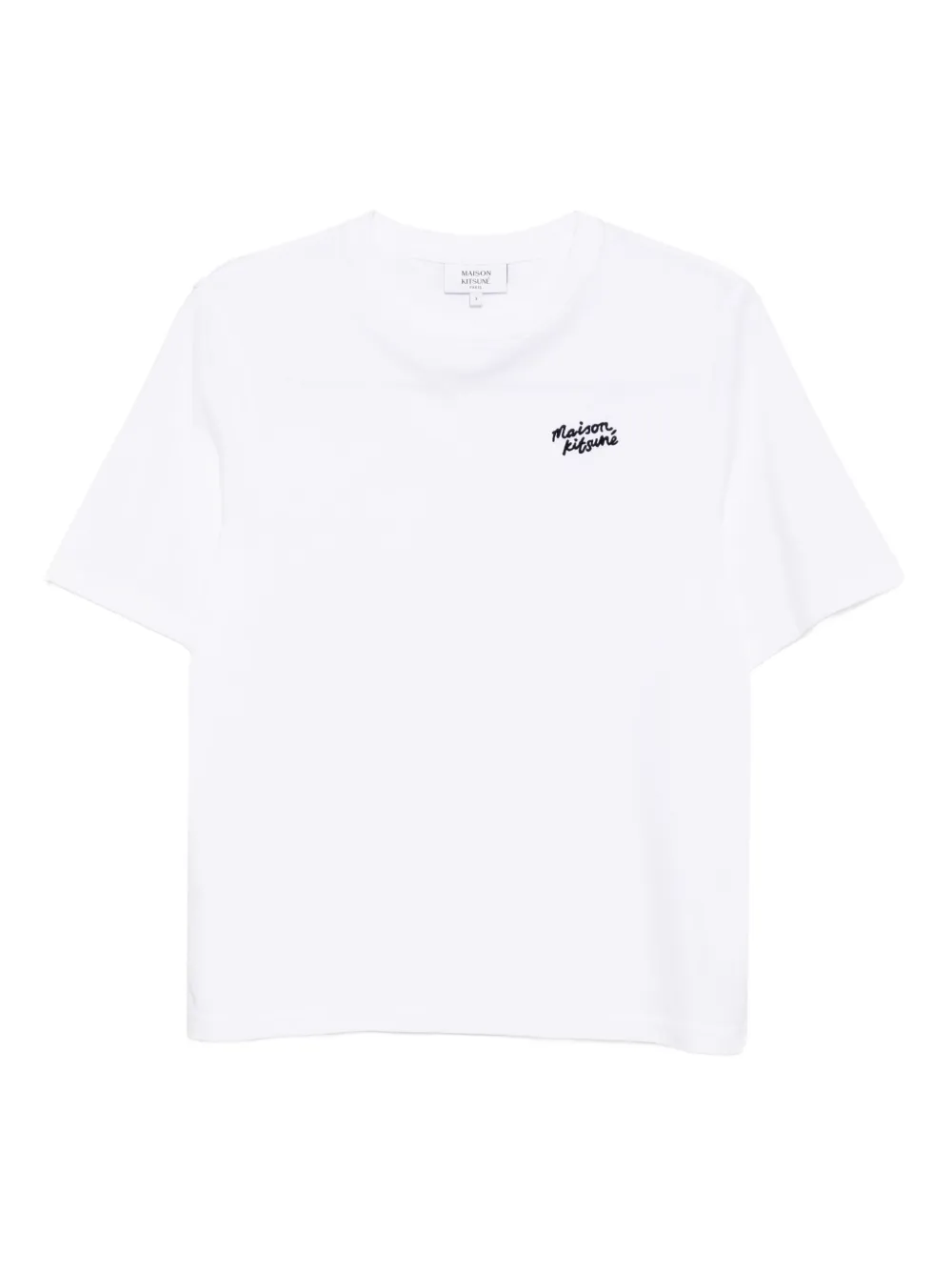 Maison Kitsuné Katoenen T-shirt met geborduurd logo Wit