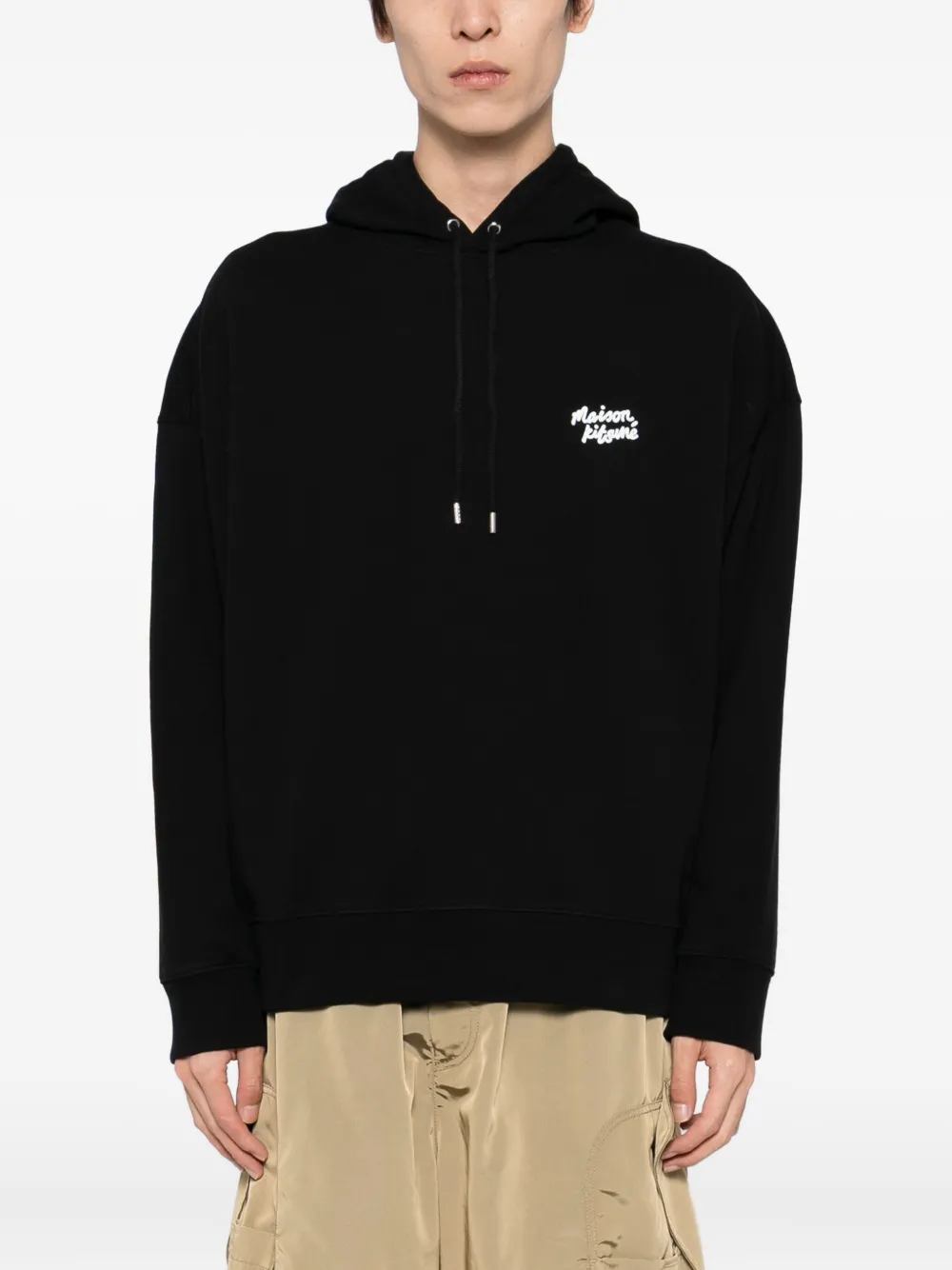Maison Kitsuné Hoodie met tekst Zwart