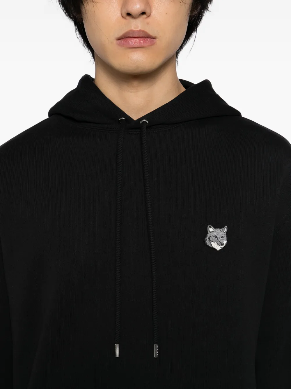 Maison Kitsuné Hoodie met vossenkop-patch BLACK