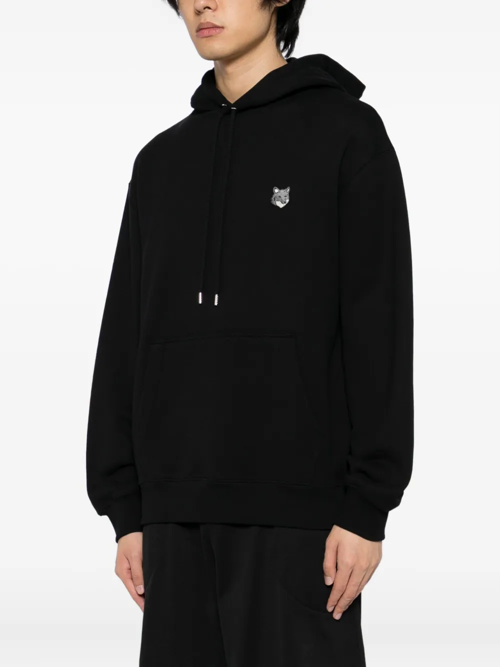 Maison Kitsuné Hoodie met vossenkop-patch BLACK