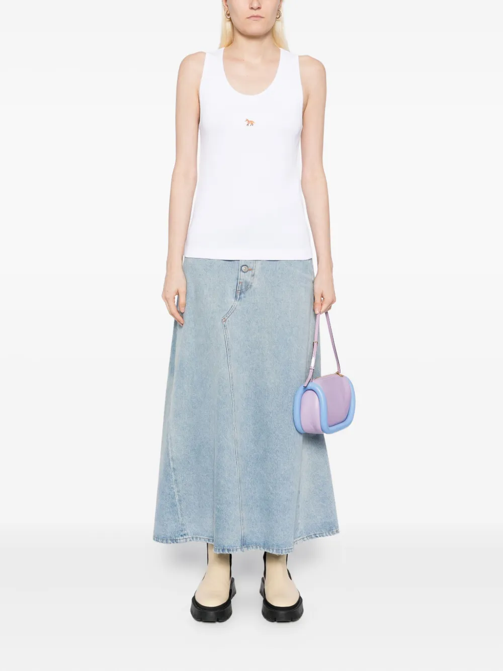 Maison Kitsuné Tanktop met geborduurde vos Wit