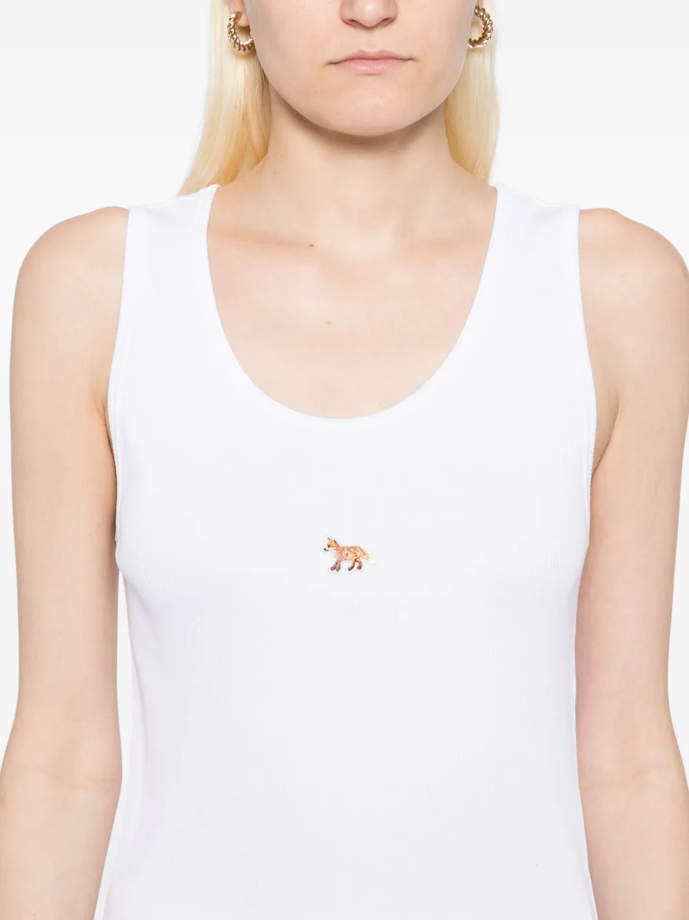 Maison Kitsuné Tanktop met geborduurde vos Wit
