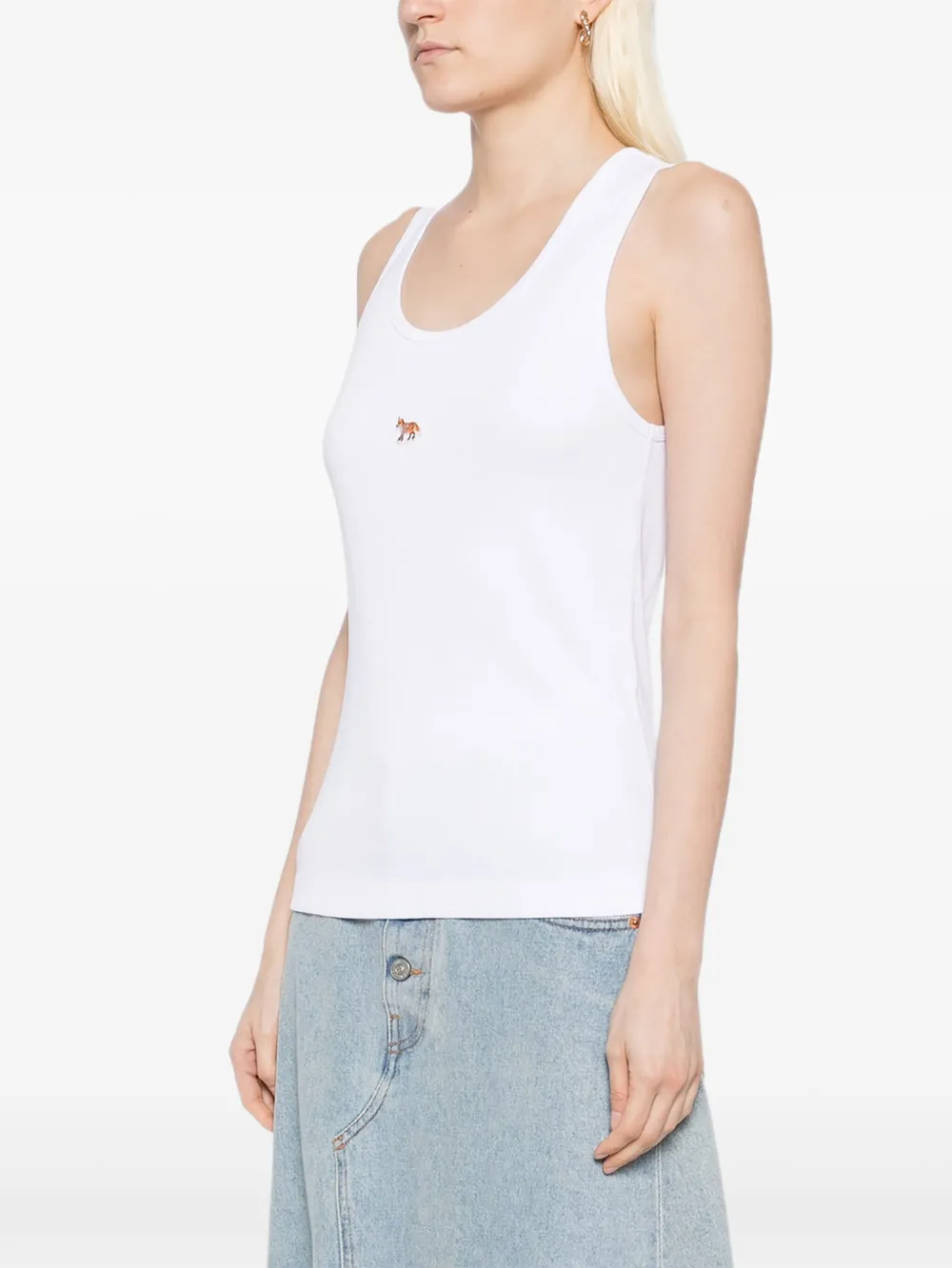 Maison Kitsuné Tanktop met geborduurde vos Wit