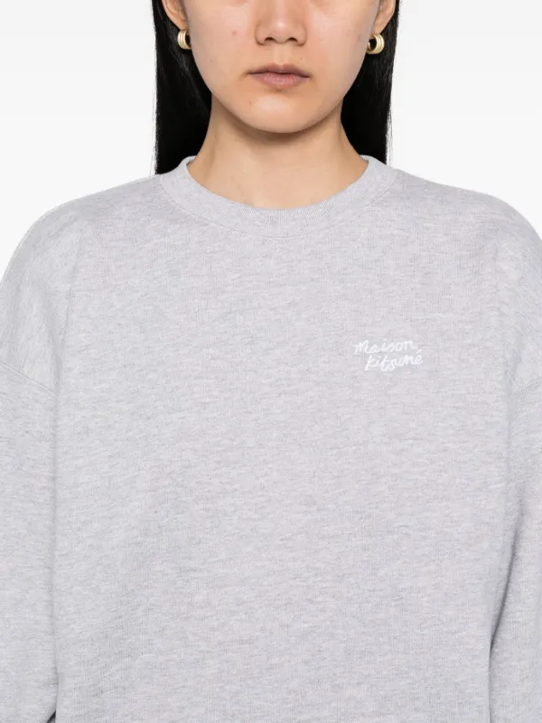 Maison Kitsuné Handwriting Embroidered Sweatshirt | Grey | FARFETCH CA
