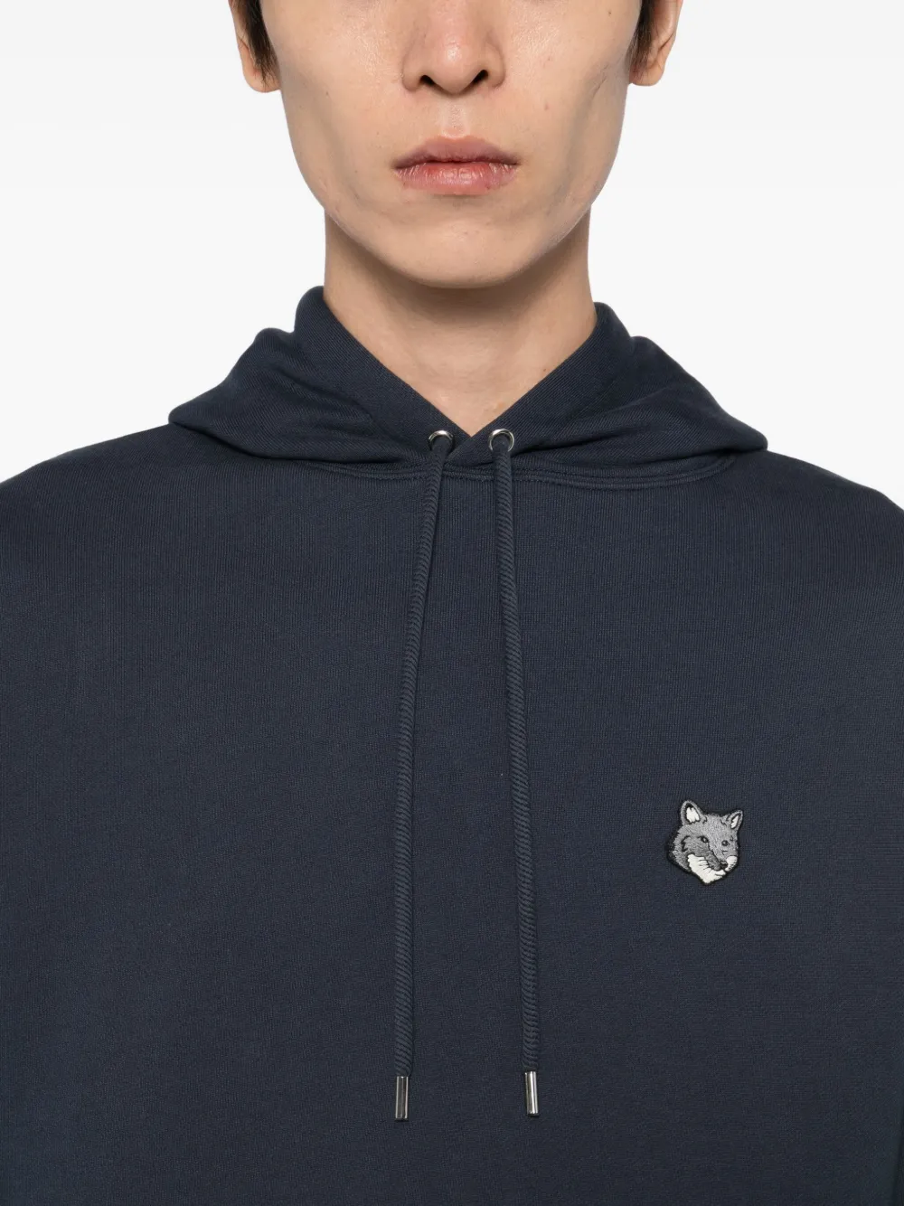 Maison Kitsuné Hoodie met geborduurde logopatch Blauw